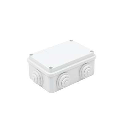 Caja de derivación de PVC Auto-extinguible con 6 entradas,  tapa atornillada,  120x80x50 MM,  Para Exterior (IP55) - TiendaClic.mx
