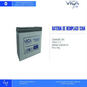 BATERIA VICA GENERICA 12V / 12AH PARA TODO TIPO DE NOBREAK Y/ O UPS - TiendaClic.mx