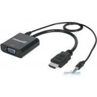 CABLE CONVERTIDOR MANHATTAN HDMI A VGA + AUDIO 3.5MM 1080P M-H - TiendaClic.mx