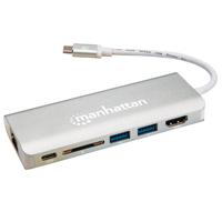 DOCKING USB, MANHATTAN, 152075, -C  6 PTOS,  HDMI,  USB-C PD/ 2XUSBV3.2,  RED/ SDS - TiendaClic.mx