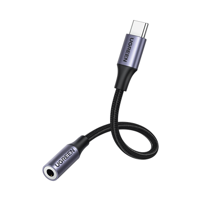 Adaptador USB Tipo C a Jack 3.5mm /  Cable de 10 cm /  Soporta CTIA/ OMTI /  HiFi /  Plug & Play /  Funda Anti Torceduras /  Carcasa de Aluminio /  Nylon Trenzado /  Llama,  Escucha Música y Controla. - TiendaClic.mx