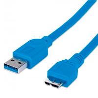 CABLE USB, MANHATTAN, 325424,  V3.0 A-MICRO B 2.0M AZUL - TiendaClic.mx