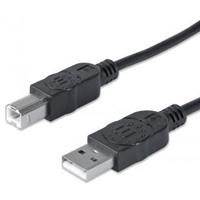 CABLE USB, MANHATTAN, 33382,  V2.0 A-B  3.0M,  NEGRO - TiendaClic.mx
