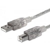 CABLE USB, MANHATTAN, 340458,  V2.0 A-B  3.0M,  PLATA - TiendaClic.mx