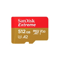 MEMORIA SANDISK MICRO SDXC 512GB EXTREME 190MB/ S 4K CLASE 10 A2 V30 C/ ADAPTADOR SDSQXAV-512G-GN6MA - TiendaClic.mx