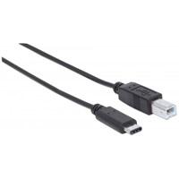 CABLE USB, MANHATTAN, 354950, -C V2.0,  C-B 2.0M NEGRO 480MBPS - TiendaClic.mx