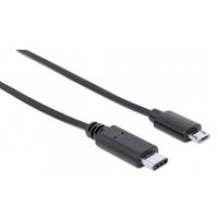 CABLE USB, MANHATTAN, 354967, -C V2.0,  C-MICRO B 2.0M NEGRO 480MBPS - TiendaClic.mx
