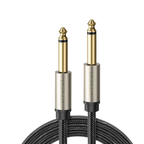 Cable de Audio Mono 6.35mm (1/ 4") Macho a 6.35mm (1/ 4") Macho /  10 Metros /  Núcleo de Cobre /  Blindaje Interno /  Nylon Trenzado /  Color Negro - TiendaClic.mx