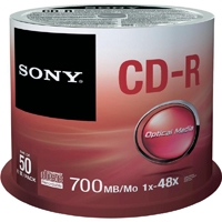 CD-R SONY 700 MB 80 MINUTOS CON 50 PIEZAS - TiendaClic.mx