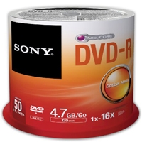 DVD-R SONY 4.7 GB,  CON 50 PIEZAS - TiendaClic.mx