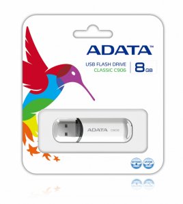 MEMORIA ADATA USB 2.0,  8GB,  COLOR BLANCO - TiendaClic.mx
