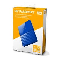 DD EXTERNO PORTATIL 4TB WD MY PASSPORT AZUL 2.5/ USB3.0/ COPIA LOCAL/ ENCRIPTACION/ WIN - TiendaClic.mx