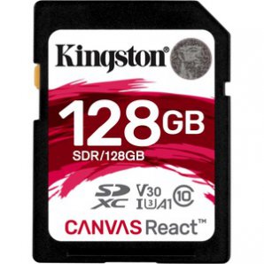 Kingston SDXC Canvas React - 128GB - Class 10/ UHS-I (U3)  - TiendaClic.mx