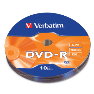 DVD-R 16X 4.7GB 120MIN GRABABLE 10 PZAS PACK CALOFAN VERBATIM - TiendaClic.mx