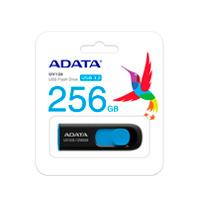 MEMORIA ADATA 256GB USB 3.2 UV128 RETRACTIL NEGRO AZUL (AUV128-256G-RBE) - TiendaClic.mx