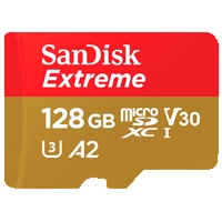 MEMORIA SANDISK EXTREME 128GB MICRO SDXC 160MB/ S 4K CLASE 10 A2 V30 C/ ADAPTADOR - TiendaClic.mx