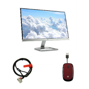 Monitor HP de 25" FHD 1920 x 1080,  Contraste 1000:1 estático; 10000000:1 dinámico,  Retroiluminación LED,  Controles en pantalla,  1 VGA,  2 HDMI   Candado de seguridad   Mouse rojo - TiendaClic.mx