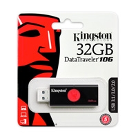 MEMORIA KINGSTON 32GB USB 3.0 ALTA VELOCIDAD /  DATATRAVELER 106 NEGRO/ ROJO - TiendaClic.mx