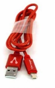 CABLE VORAGO CAB-209 DUAL MICRO USB/ LIGHTNING ROJO 1M BOLSA - TiendaClic.mx