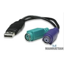 CABLE CONVERTIDOR MANHATTAN USB A PS/ 2 (2 PUERTOS) - TiendaClic.mx