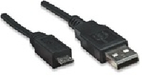 CABLE USB 2.0 TIPO A - MICRO USB,  1.8 MTS NEGRO P/ DISPOSITIVOS MOVILES - TiendaClic.mx