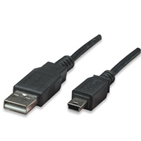 CABLE USB 2.0 A MACHO /  MINI B DE 5 PINES,  NEGRO,  1.8 MTS MANHATTAN - TiendaClic.mx