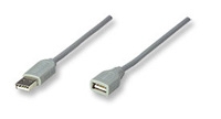 CABLE USB 1.1  EXTENSION MANHATTAN,  4.5 MTS TIPO A MACHO - A HEMBRA,  GRIS - TiendaClic.mx