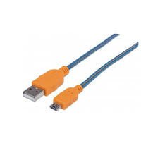 CABLE MANHATTAN USB 2.0 TIPO A - MICRO B USB 1.0 MTS AZUL/ NARANJA P/ DISPOSITIVOS MOVILES - TiendaClic.mx