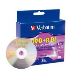 CD DVD+R VERBATIM DL (DOBLE CAPA) 8.5 GB 2.4X CAJA C/ 3 PZAS - TiendaClic.mx