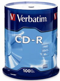 CD-R VERBATIM 80MIN 700MB 52X TORRE C/ 100 PZAS SPINDLE - TiendaClic.mx