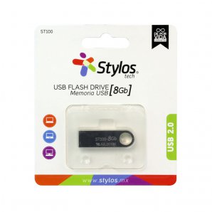 STYLOS MEMORIA USB 8GB UNIDAD FLASH 2.0 COLOR PLATA  - TiendaClic.mx