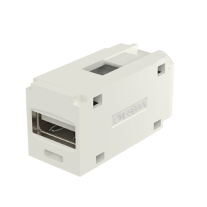 Módulo Acoplador USB 2.0,  Hembra a Hembra,  Tipo Mini-Com,  Color Blanco Mate - TiendaClic.mx