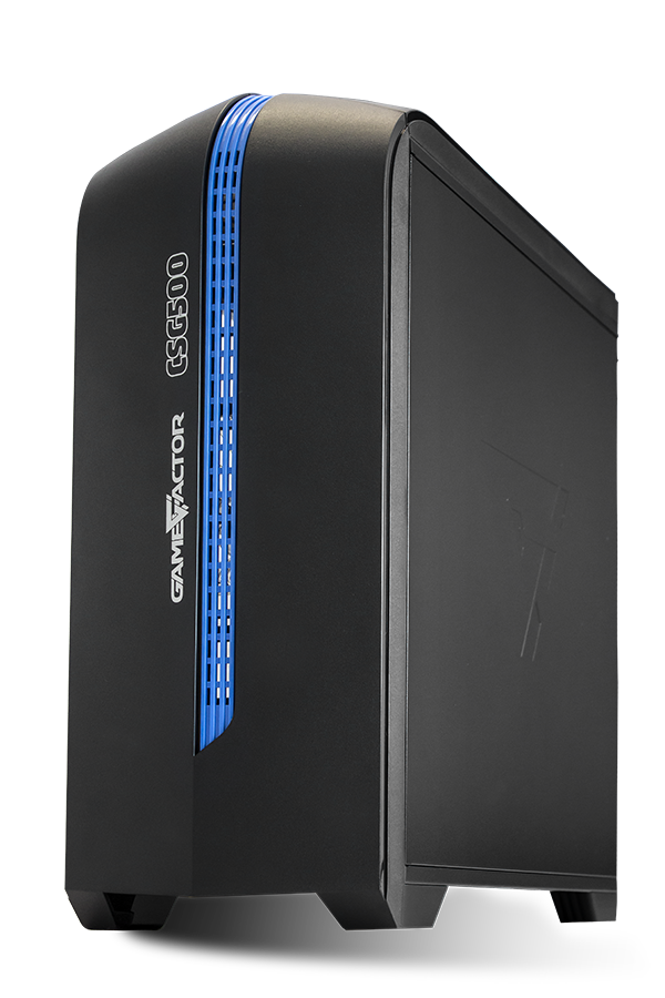 GABINETE GAME FACTOR CSG500 AZUL mATX USB 3.0, 1 VENT 120MM S/ FTE - TiendaClic.mx