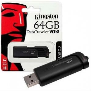 KINGSTON Memoria 64 GB USB 2.0 DATATRAVELER DT104 NEGRO - TiendaClic.mx