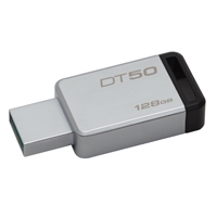 MEMORIA KINGSTON 128GB USB 3.1 DATATRAVELER 50 METALICA /  NEGRO - TiendaClic.mx