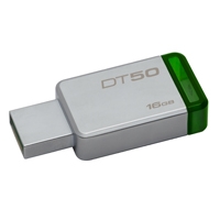 MEMORIA KINGSTON 16GB USB 3.1 DATATRAVELER 50 METALICA /  VERDE - TiendaClic.mx