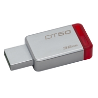 MEMORIA KINGSTON 32GB USB 3.1 DATATRAVELER 50 METALICA /  ROJA - TiendaClic.mx