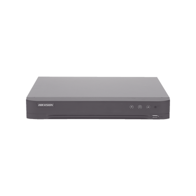 DVR 16 Canales TurboHD + 8 Canales IP /  5 Megapixel Lite - 3K Lite /  Acusense (Evita Falsas Alarmas) /  Reconocimiento de Rostros (Base de Datos) /  Audio por Coaxitron /  1 Bahía de Disco Duro /  H.265+ - TiendaClic.mx