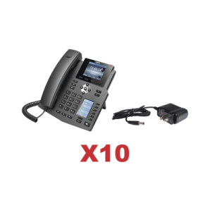 Kit de 10 teléfonos Empresariales con pantalla a color,  botonera de hasta 40 contactos,  incluyen fuente de alimentación y son PoE - TiendaClic.mx