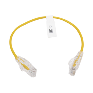 Cable de Parcheo Slim UTP Cat6 - 30 cm Amarillo Diámetro Reducido (28 AWG) - TiendaClic.mx