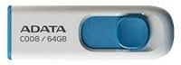 MEMORIA ADATA 64GB USB 2.0 C008 RETRACTIL BLANCO-AZUL - TiendaClic.mx