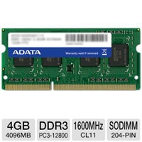 MEMORIA ADATA SODIMM DDR3 4GB PC3-12800 1600MHZ SERIE PREMIER - TiendaClic.mx
