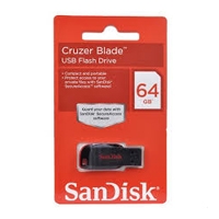 MEMORIA SANDISK 64GB USB 2.0 CRUZER BLADE Z50 NEGRO C/ ROJO - TiendaClic.mx