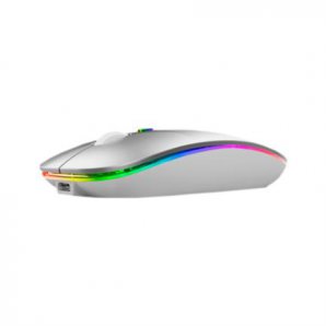 Mouse Nextep Inalámbrico Recargable Delgado/ Silencioso RGB 1600 dpi Color Plata - TiendaClic.mx