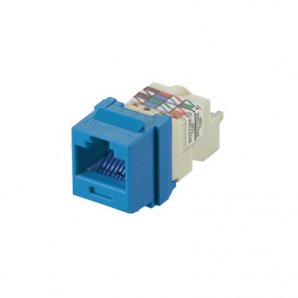 Conector Jack Estilo TP,  Tipo Keystone,  Categoría 6,  de 8 posiciones y 8 cables,  Color Azul - TiendaClic.mx