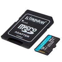 MEMORIA KINGSTON MICRO SDXC CANVAS GO PLUS 64GB UHS-I U3 V30 A2 CLASE 10 C/ ADAPTADOR (SDCG3/ 64GB) - TiendaClic.mx