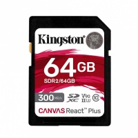MEMORIA FLASH SD KINGSTON SDXC CANVAS REACT PLUS 64GB 300R UHS-II V90(SDR/ 64GB) - TiendaClic.mx