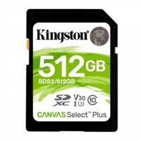 MEMORIA FLASH SD KINGSTON SDXC CANVAS SELECT 512GB 100R CL10 UHS-I V30(SDS2/ 512GB) - TiendaClic.mx