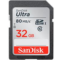 MEMORIA SANDISK 32GB SDHC ULTRA UHS-I 80MB/ S CLASE 10 - TiendaClic.mx