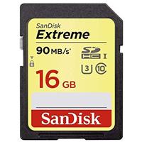 MEMORIA SANDISK 16GB SDHC EXTREM UHS-I 90MB/ S 4K CLASE 10 - TiendaClic.mx